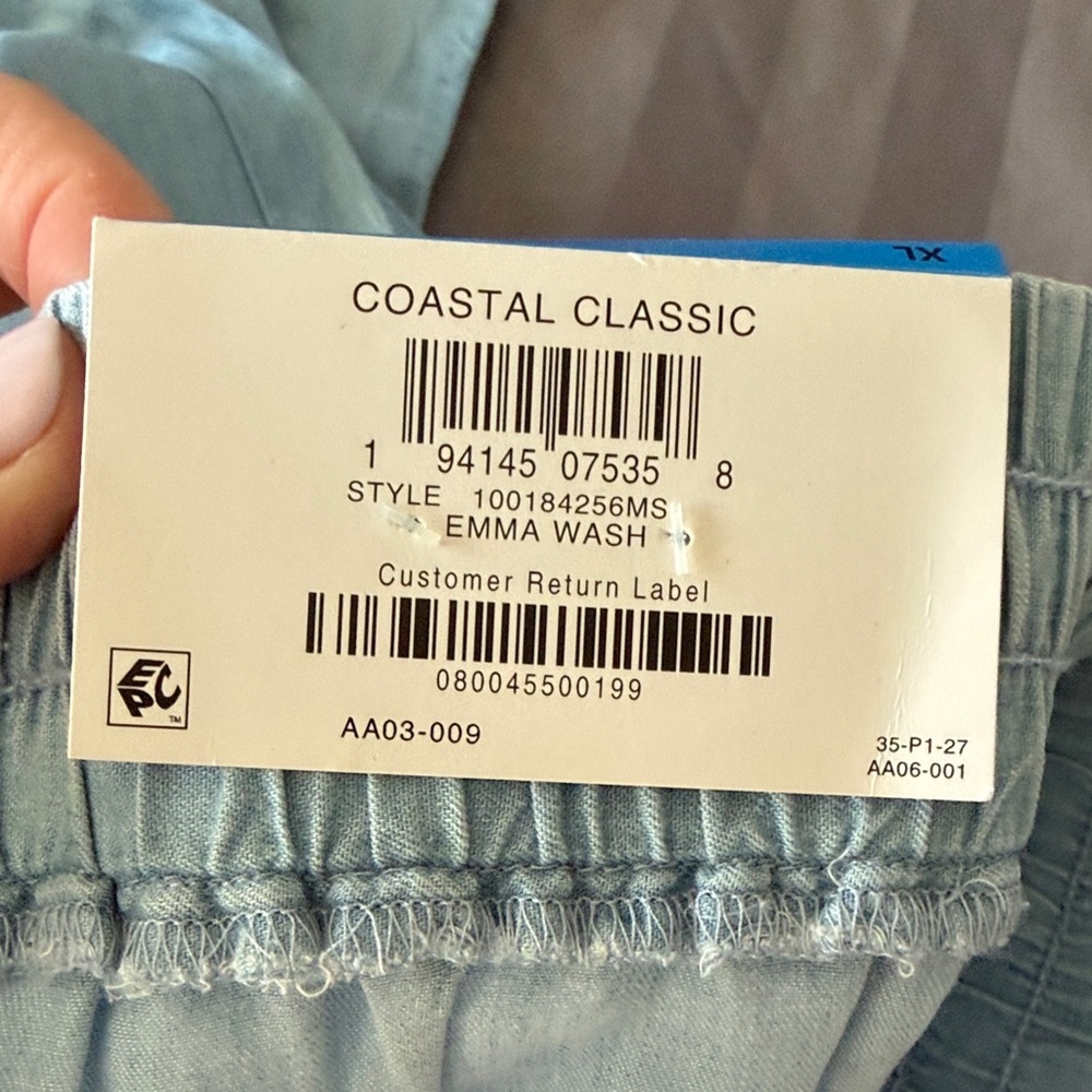 Light Aqua Drawstring Linen Pants - Picture 2 of 2